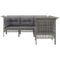 5-tlg. Garten-Lounge-Set mit Kissen Grau Poly Rattan 5-tlg. Garten-Lounge-Set mit Kissen Grau Poly Rattan