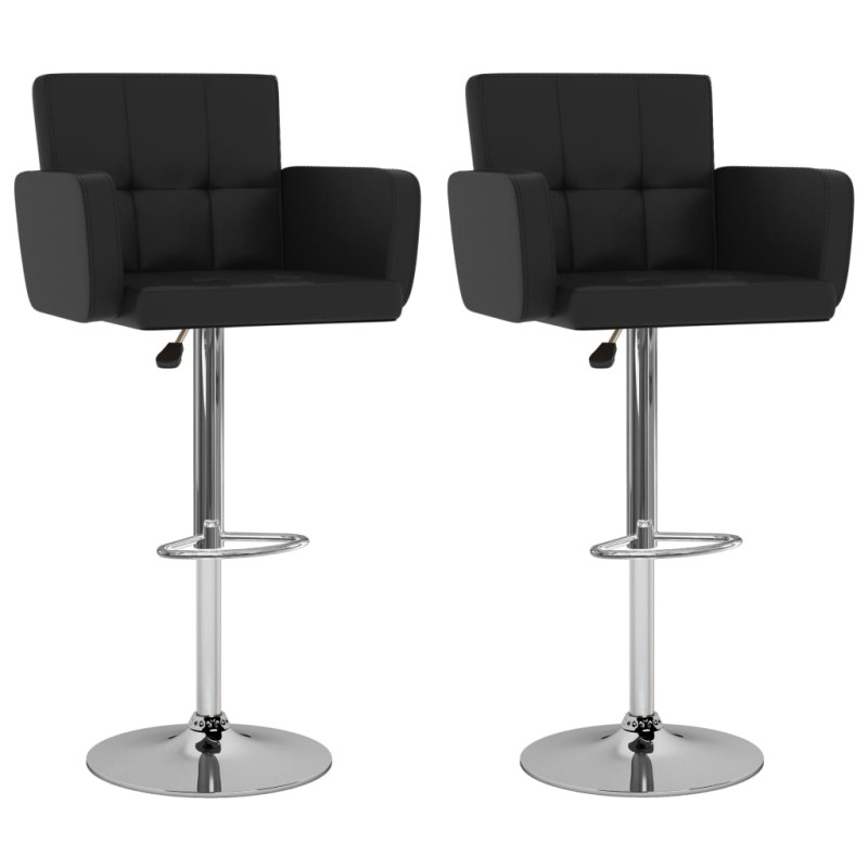 Barhocker 2 Stk. Schwarz Kunstleder Barhocker 2 Stk. Schwarz Kunstleder