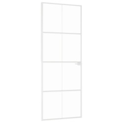 vidaXL Innentür Weiß 76x201,5 cm Hartglas & Aluminium Schlank
