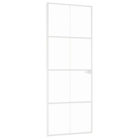 vidaXL Innentür Weiß 76x201,5 cm Hartglas & Aluminium Schlank