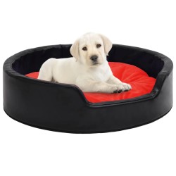 vidaXL Hundebett Schwarz-Rot 99x89x21 cm Plüsch und Kunstleder