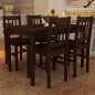Esstisch Holztisch mit 4 Holzstühlen Esszimmerset braun Esstisch Holztisch mit 4 Holzstühlen Esszimmerset braun