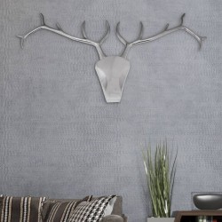 vidaXL Wanddekoration Hirschkopf Silbern Aluminium