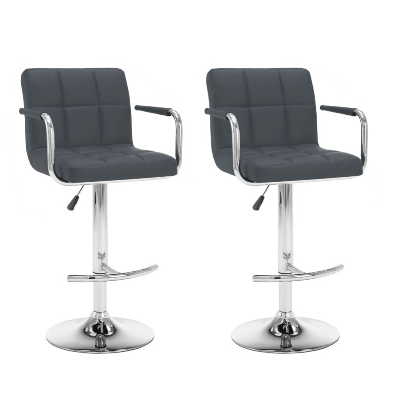 Barhocker 2 Stk. Grau Kunstleder Barhocker 2 Stk. Grau Kunstleder