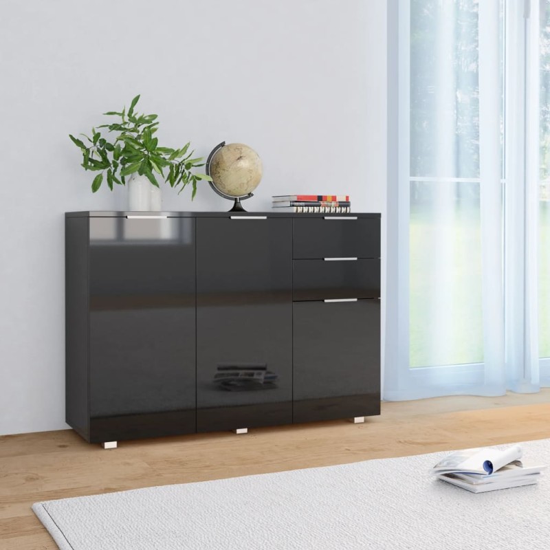 vidaXL Sideboard Hochglanz-Schwarz 107x35x80,5 cm vidaXL Sideboard Hochglanz-Schwarz 107x35x80,5 cm