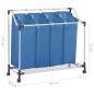 vidaXL Wäschesortierer mit 4 Taschen Blau Stahl vidaXL Wäschesortierer mit 4 Taschen Blau Stahl