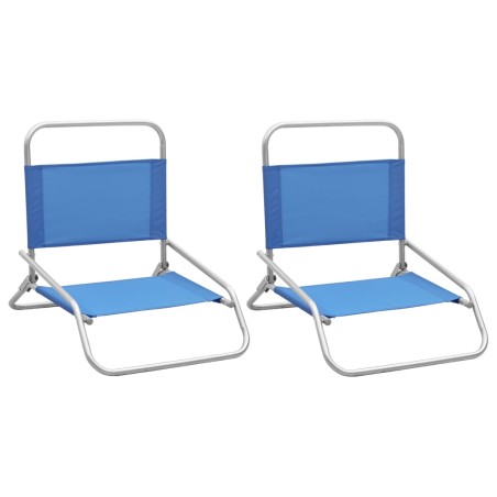 vidaXL Klappbare Strandstühle 2 Stk. Blau Stoff