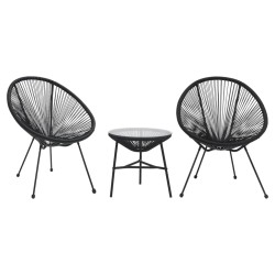 vidaXL 3-tlg. Garten-Essgruppe PVC Rattan Schwarz