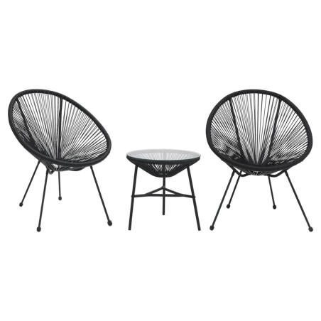 vidaXL 3-tlg. Garten-Essgruppe PVC Rattan Schwarz