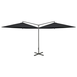 vidaXL Doppel-Sonnenschirm mit Stahlmast Schwarz 600 cm