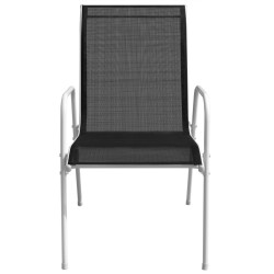 vidaXL Stapelbare Gartenstühle 4 Stk. Stahl und Textilene Schwarz