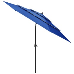 vidaXL Sonnenschirm mit Aluminium-Mast 3-lagig Azurblau 3 m