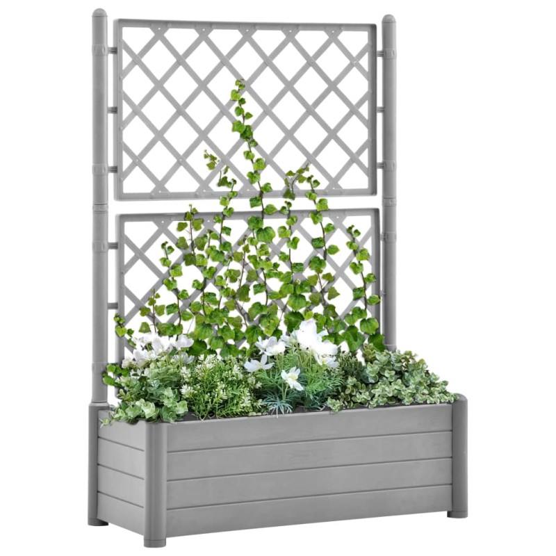 vidaXL Pflanzkübel mit Spalier 100x43x142 cm PP Steingrau vidaXL Pflanzkübel mit Spalier 100x43x142 cm PP Steingrau