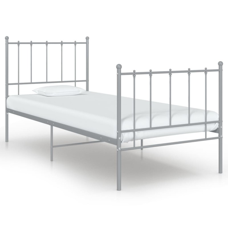vidaXL Bett Grau Metall 100x200 cm vidaXL Bett Grau Metall 100x200 cm