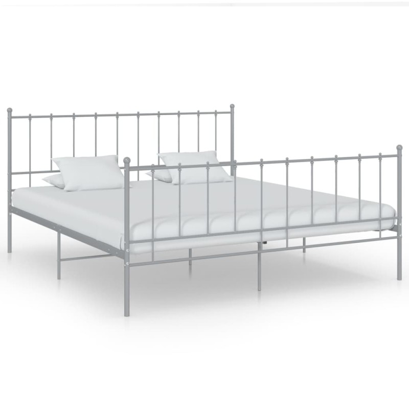 vidaXL Bett Grau Metall 160x200 cm vidaXL Bett Grau Metall 160x200 cm