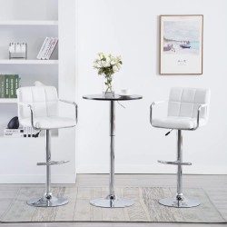Barhocker 2 Stk. Weiß Kunstleder