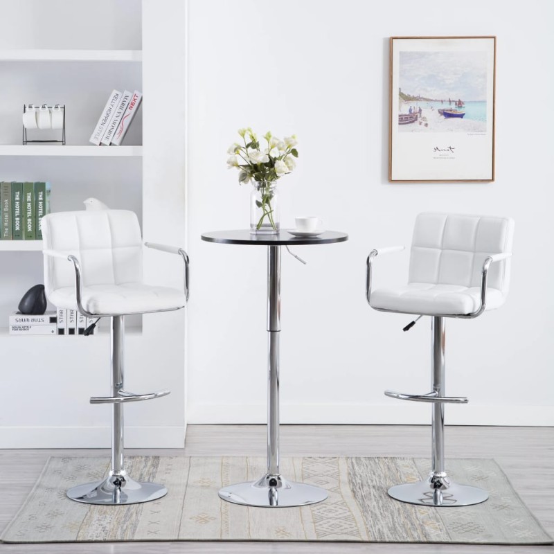 Barhocker 2 Stk. Weiß Kunstleder Barhocker 2 Stk. Weiß Kunstleder
