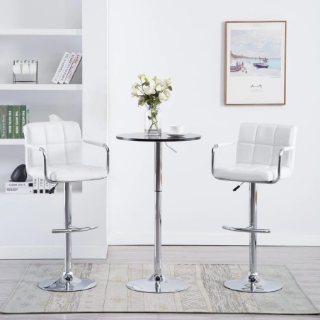 Barhocker 2 Stk. Weiß Kunstleder
