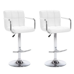 Barhocker 2 Stk. Weiß Kunstleder
