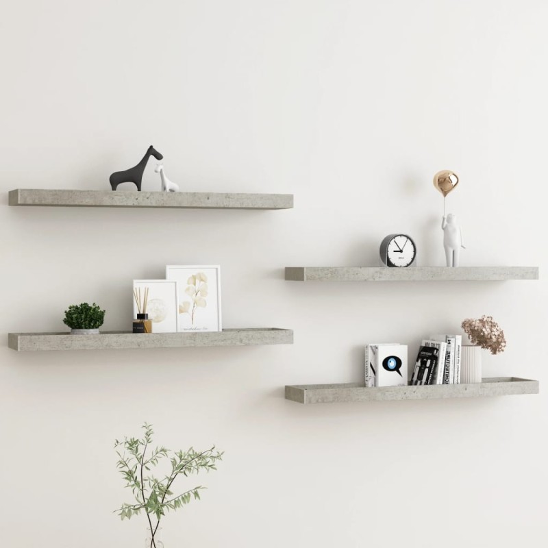 vidaXL Loggia Wandregale 4 Stk. Betongrau 80x15x4 cm MDF vidaXL Loggia Wandregale 4 Stk. Betongrau 80x15x4 cm MDF
