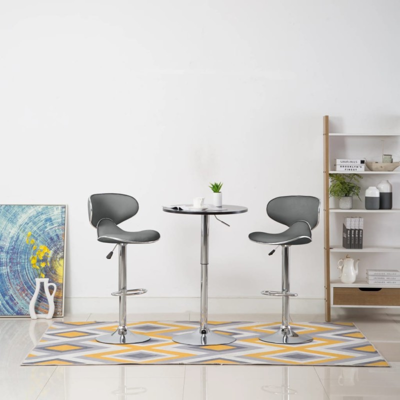 Barhocker 2 Stk. Grau Kunstleder Barhocker 2 Stk. Grau Kunstleder