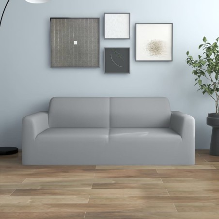 vidaXL Stretch Sofahusse 2-Sitzer Grau Polyester-Jersey  