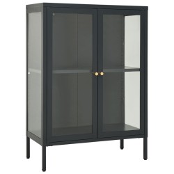 vidaXL Sideboard Anthrazit 75x35x105 cm Stahl und Glas