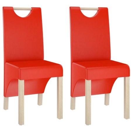 vidaXL Esszimmerstühle 2 Stk. Rot Kunstleder
