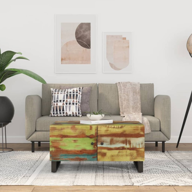 vidaXL Couchtisch 80x50x40 cm Altholz Massiv & Holzwerkstoff vidaXL Couchtisch 80x50x40 cm Altholz Massiv & Holzwerkstoff