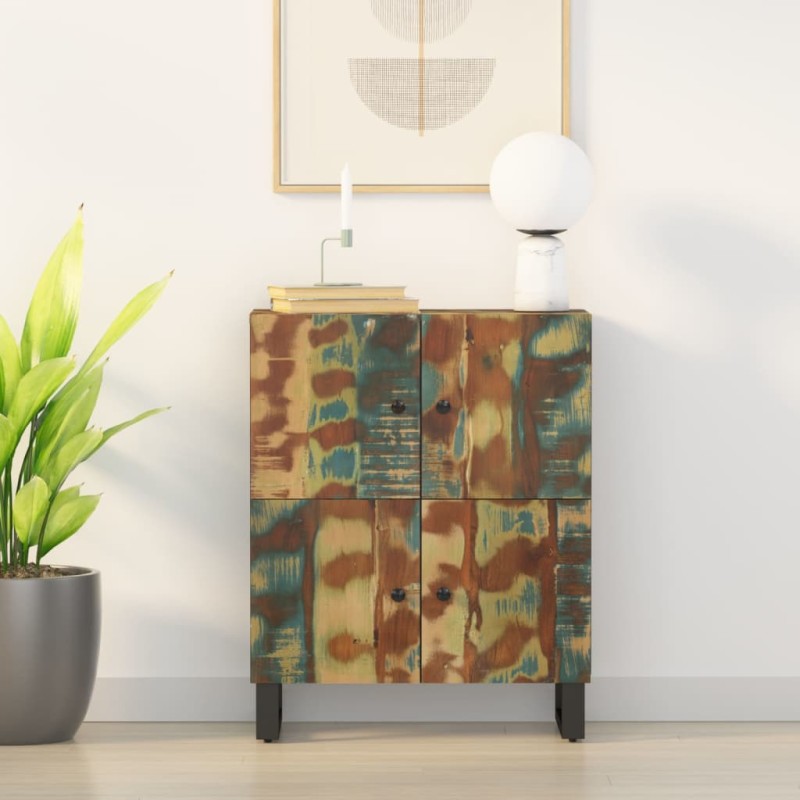 vidaXL Sideboard mit 4 Türen 60x33x75 cm Altholz Massiv vidaXL Sideboard mit 4 Türen 60x33x75 cm Altholz Massiv