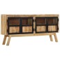 vidaXL Sideboard Braun und Schwarz 160x30x76 cm Massivholz Mango vidaXL Sideboard Braun und Schwarz 160x30x76 cm Massivholz Mango