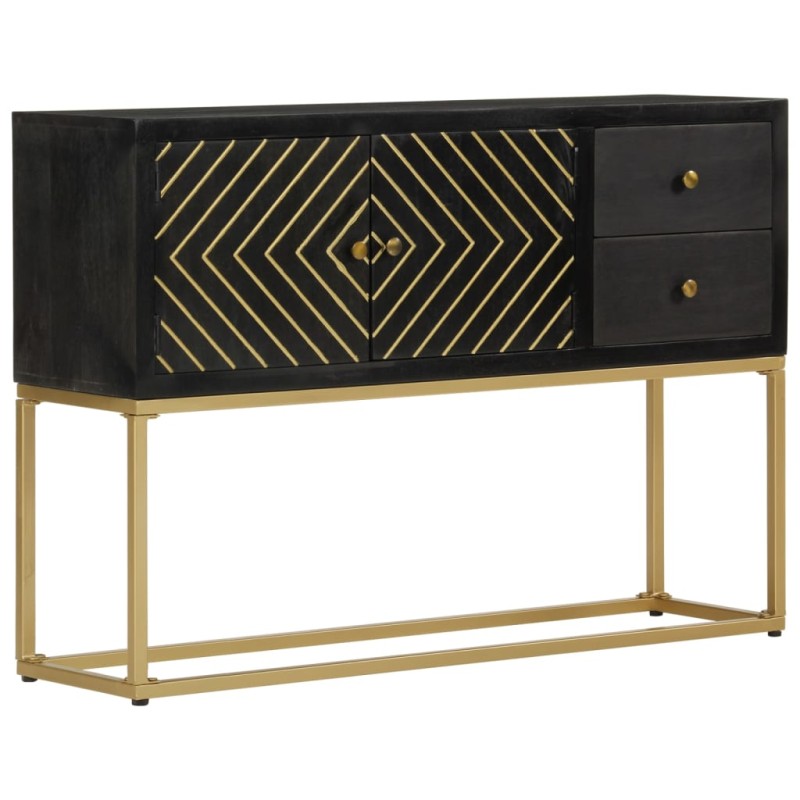 vidaXL Sideboard Schwarz und Golden 110x30x75 cm Massivholz Mango vidaXL Sideboard Schwarz und Golden 110x30x75 cm Massivholz Mango
