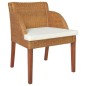 Esszimmerstühle mit Kissen 2 Stk. Hellbraun Natur Rattan Esszimmerstühle mit Kissen 2 Stk. Hellbraun Natur Rattan