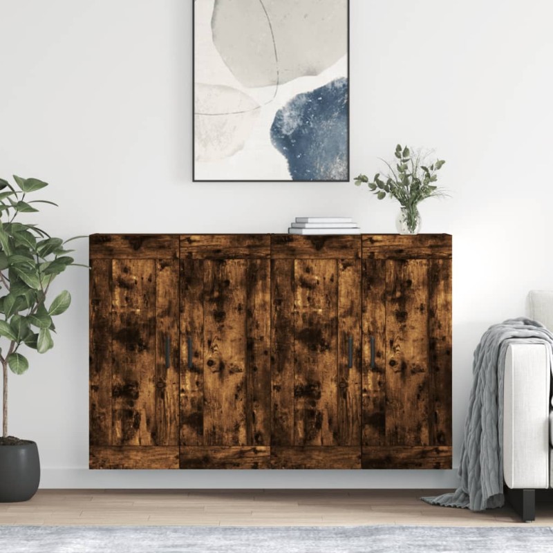 Wandschränke 2 Stk. Räuchereiche Holzwerkstoff Wandschränke 2 Stk. Räuchereiche Holzwerkstoff