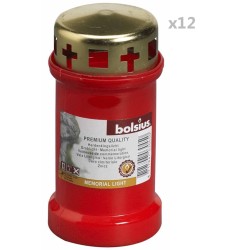 Bolsius Grablichter mit Deckel 12 Stk. No 3 Rot