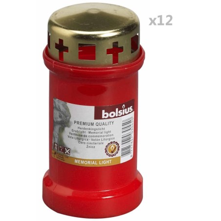 Bolsius Grablichter mit Deckel 12 Stk. No 3 Rot