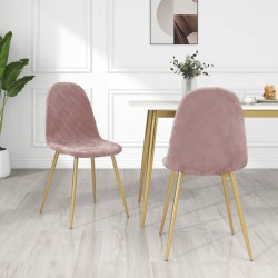Esszimmerstühle 2 Stk. Rosa Samt
