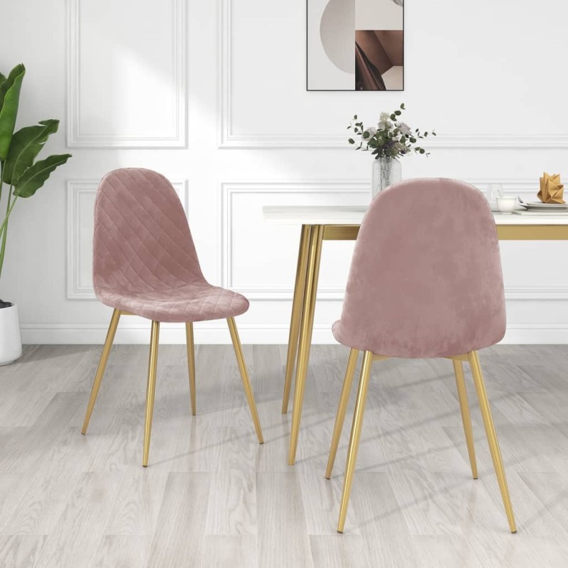 Esszimmerstühle 2 Stk. Rosa Samt Esszimmerstühle 2 Stk. Rosa Samt