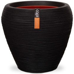 Capi Blumenkübel Nature Rib Konisch 42x38 cm Schwarz KBLR362  