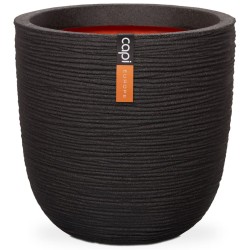 Capi Blumentopf Nature Rib Oval 35 x 34 cm Schwarz KBLR932 