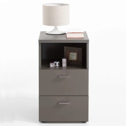 FMD Nachtschrank mit 2 Schubladen und Offenem Regal Lavagrau