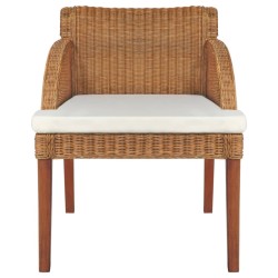 Esszimmerstuhl mit Kissen Hellbraun Natur Rattan