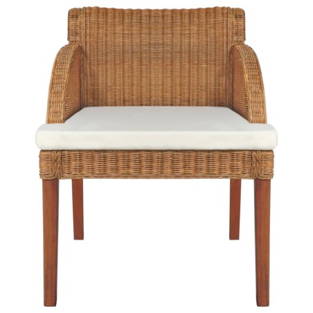 Esszimmerstuhl mit Kissen Hellbraun Natur Rattan