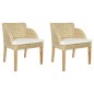 Esszimmerstühle mit Kissen 2 Stk. Natur Rattan