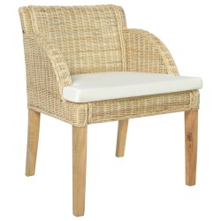 Esszimmerstühle mit Kissen 2 Stk. Natur Rattan