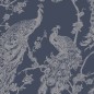 DUTCH WALLCOVERINGS Tapete Pfauen-Motiv Marineblau und Silbern DUTCH WALLCOVERINGS Tapete Pfauen-Motiv Marineblau und Silbern