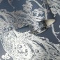 DUTCH WALLCOVERINGS Tapete Pfauen-Motiv Marineblau und Silbern DUTCH WALLCOVERINGS Tapete Pfauen-Motiv Marineblau und Silbern