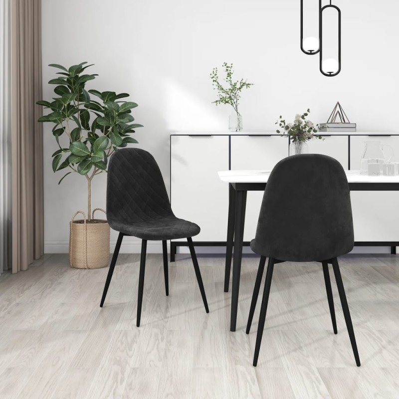 Esszimmerstühle 2 Stk. Schwarz Samt Esszimmerstühle 2 Stk. Schwarz Samt