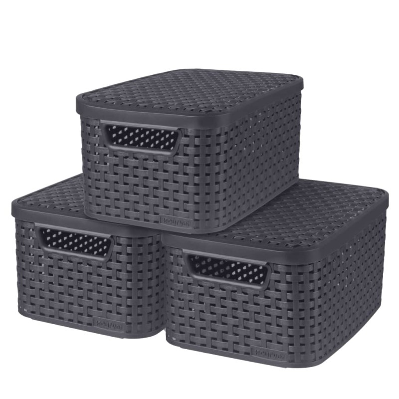 Curver Aufbewahrungsboxen mit Deckel 3 Stk. Style S 6L Anthrazit Curver Aufbewahrungsboxen mit Deckel 3 Stk. Style S 6L Anthrazit