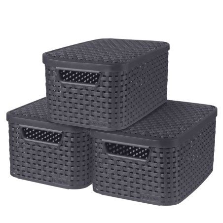 Curver Aufbewahrungsboxen mit Deckel 3 Stk. Style S 6L Anthrazit